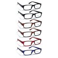 Boost Eyewear Reading Glasses, Traditional Frames in Black, Tortoise Shell, Blue and Red, 6PK 27125